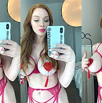 redhead thicc babe Austin White teasing her red lingerie