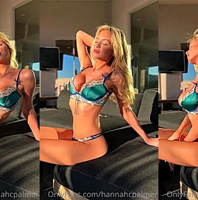 hot American supermodel Hannah Palmer showing off her green lingerie