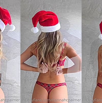 sexy blonde girl Hannah Palmer christmas red lingerie tease