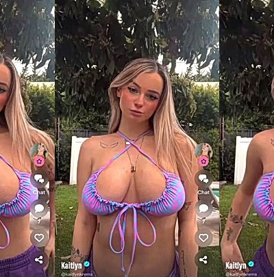 sexy blonde Kaitlyn Krems backyard big boob tease