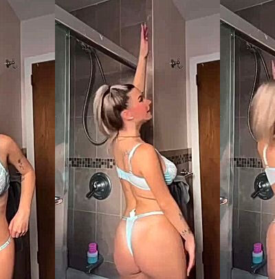sexy blonde Kaitlyn Krems showing off her big booty in the bathroom