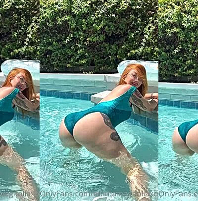 redhead thicc chick Emma Magnolia shaking her fat ass in the pool
