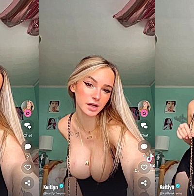 blonde babe Kaitlyn Krems live stream booby tease