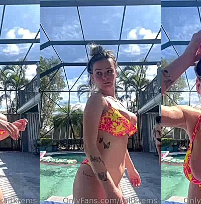 blonde thicc girl Kaitlyn Krems teasing her new bikini