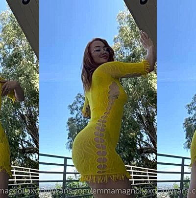 Emma Magnolia in yellow full body dress