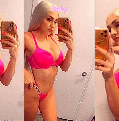 Kendra Sunderland showing off her hot body in pink lingerie