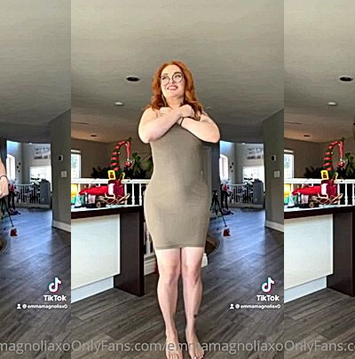 redhead thicc chick Emma Magnolia sexy dress tease