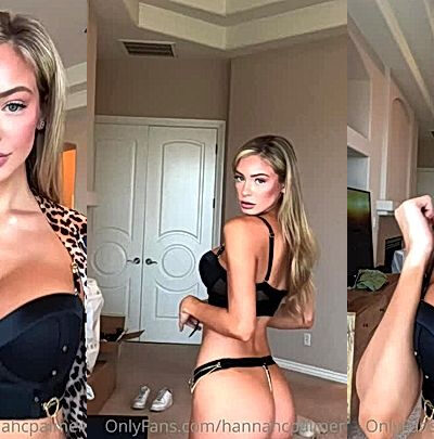 blonde babe Hannah Palmer showing off her black bra live stream