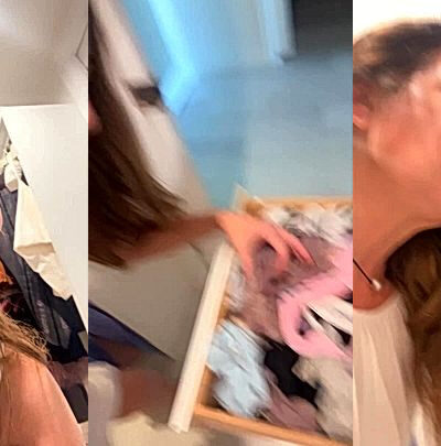 sexy busty milf Christy Canyon showing off her panties collection