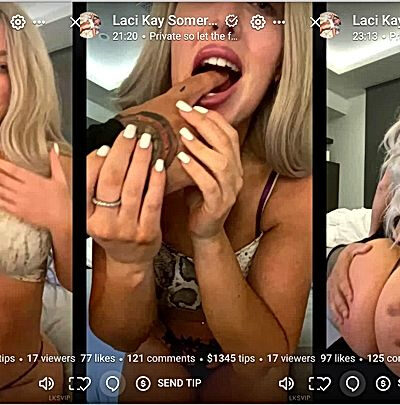 sexy girl Laci Kay Somers teasing her big butt during live stream