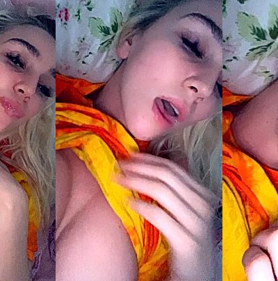 Kendra Sunderland teasing her big natural tits in bed video leaked