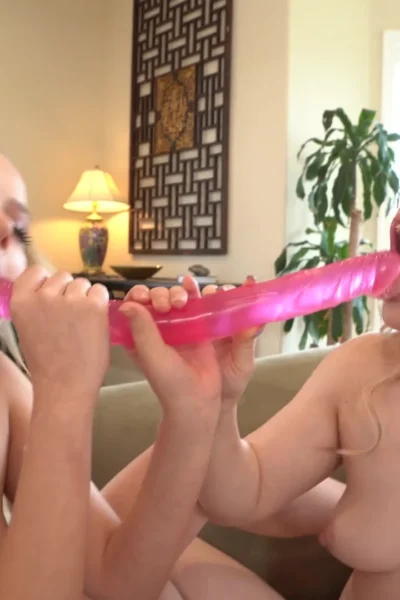 Kenzie Taylor two horny lesbian sluts sharing a double-ended-dildo