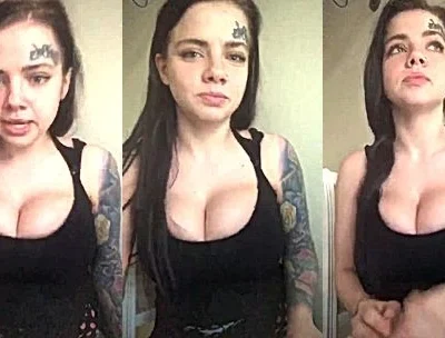 Natalia Polyakova teasing her big tits in her black dress