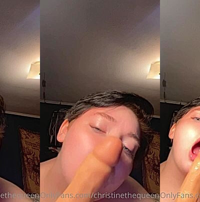 sexy girl Christi Spooks sucking on a big dildo