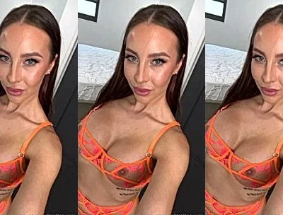 Melissa Stratton showing off her sexy body in her orange lingerie
