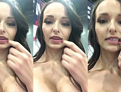 Lexi Luna teasing her naked pussy outdoors