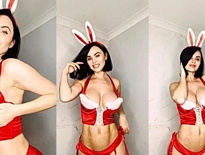 sexy bunny Emma Glover teasing in her red lingerie video leaked