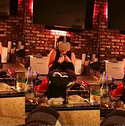 Sophie Dee getting scared in her VR game