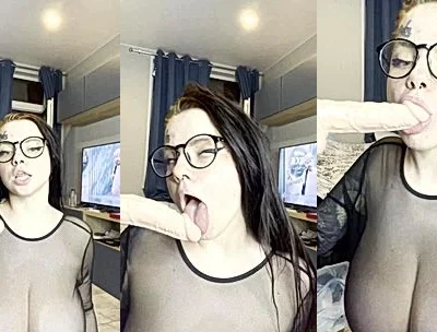 horny Russian babe Natalia Polyakova sucking on a wall dildo video leaked
