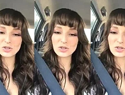 Lexi Luna teasing her naked pussy while on a driving car