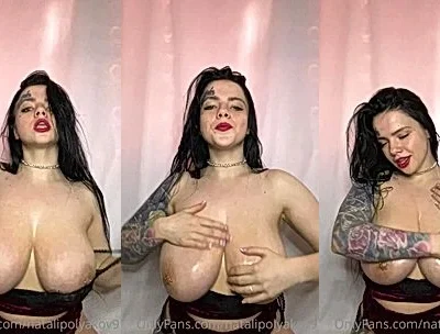 hot girl Natalia Polyakova teasing her big tits in her sexy lingerie