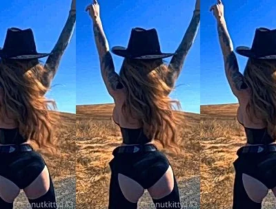 sexy slut Coconut Kitty teasing her sexy cowboy outfit outdoors video leaked