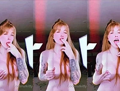 Coconut Kitty teasing her naked big tits