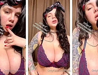Natalia Polyakova showing off her big tits in her sexy lingerie