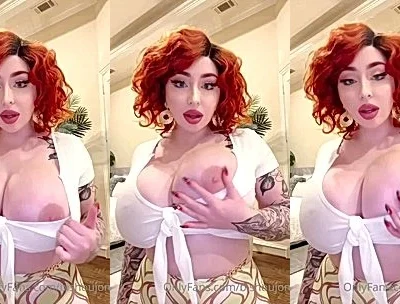 redhead short haired babe Bishoujomom teasing big natural tits video leaked