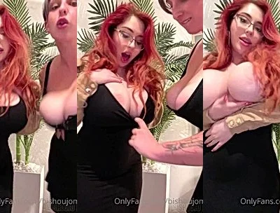 redhead babe Bishoujomom playing with her big natural tits video leaked