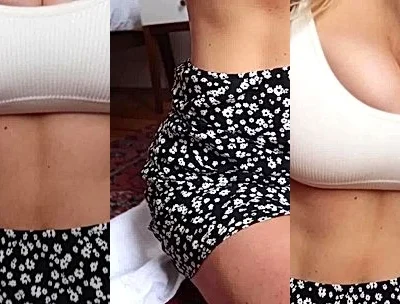 Katiegcups teasing her fit body in her miniskirt