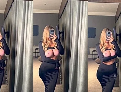 Katiegcups flashing her big natural tits in the mirror
