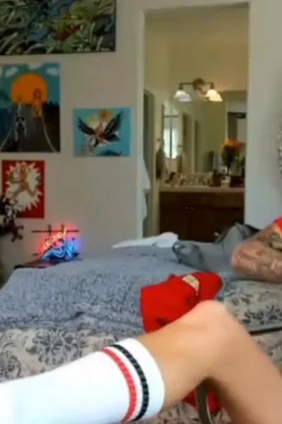 Coconut Kitty teasing her hot body in her football jersey