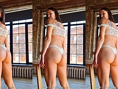 Tania Bann teasing her big butt in her blue see-through lingerie
