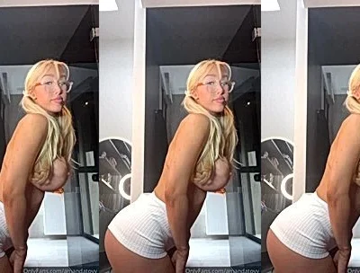 hot Finnish chick Amanda Toy teasing her big tits in the bathroom