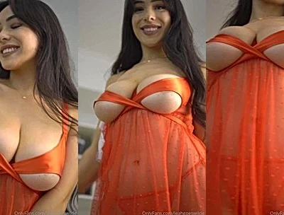 LeahGoesWilde teasing her sexy body in orange see-through lingerie