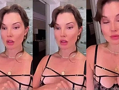 Amanda Cerny teasing her black string lingerie