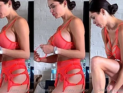 Marisol Yotta teasing her sexy orange lingerie