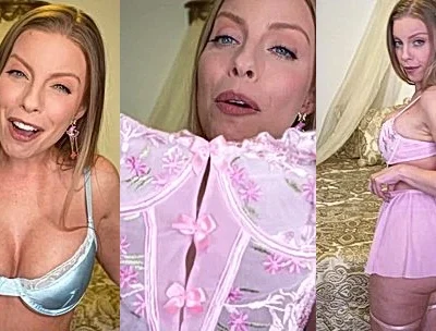 Britney Amber teasing her sexy pink lingerie