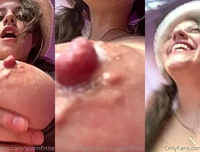 QuinnFinite playing with her perky nipples close-up
