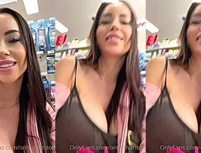 Marisol Yotta teasing her big tits in the public supermarket