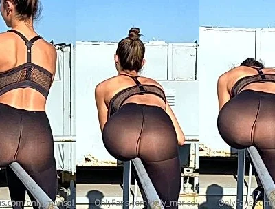 Marisol Yotta teasing her big ass in her see-through pantyhose on the rooftop