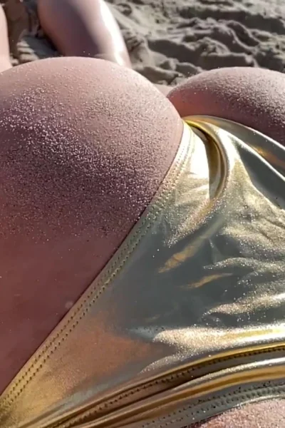 Marisol Yotta teasing her sandy big ass on the beach