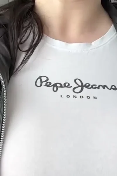 Busty Ema flashing her naked big tits in white shirt