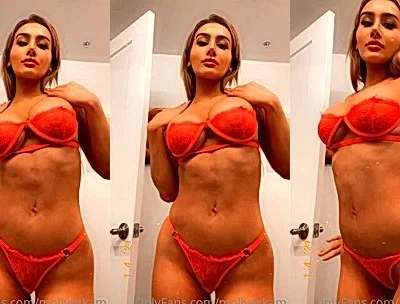 Molly Eskam teasing her hot body in orange lingerie